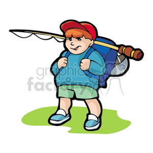   fishing boy boys guy guys teenager teenagers pole hiking hiker hikers  youngfisher.gif Clip Art Places Outdoors 