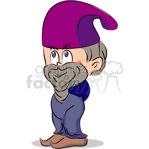 gnome with a grey beard with a blue outfit and a purple hat clipart.