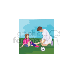 A little girl injured playing soccer clipart.