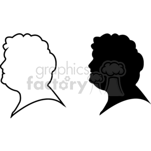 Silhouette of a womans head. clipart.