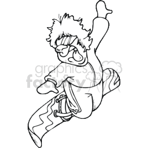 black and white snowboarder clipart. Commercial use image # 168190