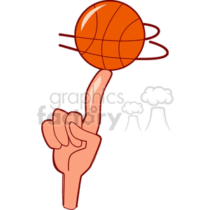 clipart - cartoon hand spinning a basketball.