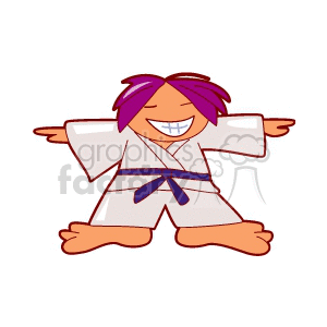 A cartoon karate boy with his arms outstretched clipart. Commercial use image # 169387