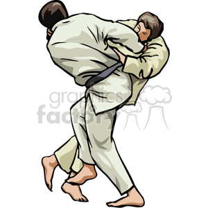 Judo training clipart.