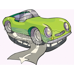 clipart - green car on the road .