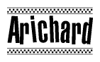 The clipart image displays the text Arichard in a bold, stylized font. It is enclosed in a rectangular border with a checkerboard pattern running below and above the text, similar to a finish line in racing. 