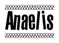 The image contains the text Anaelis in a bold, stylized font, with a checkered flag pattern bordering the top and bottom of the text.