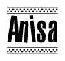 The clipart image displays the text Anisa in a bold, stylized font. It is enclosed in a rectangular border with a checkerboard pattern running below and above the text, similar to a finish line in racing. 