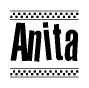 The clipart image displays the text Anita in a bold, stylized font. It is enclosed in a rectangular border with a checkerboard pattern running below and above the text, similar to a finish line in racing. 