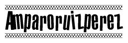 The image contains the text Amparoruizperez in a bold, stylized font, with a checkered flag pattern bordering the top and bottom of the text.