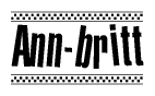 The image contains the text Ann-britt in a bold, stylized font, with a checkered flag pattern bordering the top and bottom of the text.