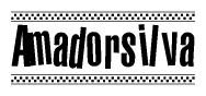 The clipart image displays the text Amadorsilva in a bold, stylized font. It is enclosed in a rectangular border with a checkerboard pattern running below and above the text, similar to a finish line in racing. 