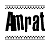 The clipart image displays the text Amrat in a bold, stylized font. It is enclosed in a rectangular border with a checkerboard pattern running below and above the text, similar to a finish line in racing. 