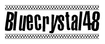 The clipart image displays the text Bluecrystal48 in a bold, stylized font. It is enclosed in a rectangular border with a checkerboard pattern running below and above the text, similar to a finish line in racing. 