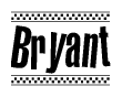 The image contains the text Bryant in a bold, stylized font, with a checkered flag pattern bordering the top and bottom of the text.