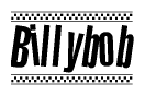 The clipart image displays the text Billybob in a bold, stylized font. It is enclosed in a rectangular border with a checkerboard pattern running below and above the text, similar to a finish line in racing. 
