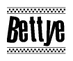 The image contains the text Bettye in a bold, stylized font, with a checkered flag pattern bordering the top and bottom of the text.