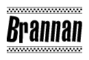 The clipart image displays the text Brannan in a bold, stylized font. It is enclosed in a rectangular border with a checkerboard pattern running below and above the text, similar to a finish line in racing. 