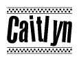 The image contains the text Caitlyn in a bold, stylized font, with a checkered flag pattern bordering the top and bottom of the text.