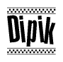 The clipart image displays the text Dipik in a bold, stylized font. It is enclosed in a rectangular border with a checkerboard pattern running below and above the text, similar to a finish line in racing. 