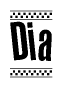 The clipart image displays the text Dia in a bold, stylized font. It is enclosed in a rectangular border with a checkerboard pattern running below and above the text, similar to a finish line in racing. 