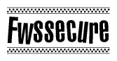 The clipart image displays the text Fwssecure in a bold, stylized font. It is enclosed in a rectangular border with a checkerboard pattern running below and above the text, similar to a finish line in racing. 