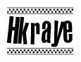 The clipart image displays the text Hkraye in a bold, stylized font. It is enclosed in a rectangular border with a checkerboard pattern running below and above the text, similar to a finish line in racing. 