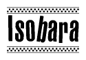 The image contains the text Isobara in a bold, stylized font, with a checkered flag pattern bordering the top and bottom of the text.