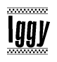 The clipart image displays the text Iggy in a bold, stylized font. It is enclosed in a rectangular border with a checkerboard pattern running below and above the text, similar to a finish line in racing. 