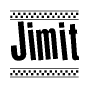 The clipart image displays the text Jimit in a bold, stylized font. It is enclosed in a rectangular border with a checkerboard pattern running below and above the text, similar to a finish line in racing. 