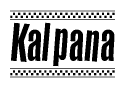 The image contains the text Kalpana in a bold, stylized font, with a checkered flag pattern bordering the top and bottom of the text.