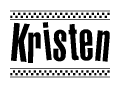 The clipart image displays the text Kristen in a bold, stylized font. It is enclosed in a rectangular border with a checkerboard pattern running below and above the text, similar to a finish line in racing. 