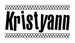 The image contains the text Kristyann in a bold, stylized font, with a checkered flag pattern bordering the top and bottom of the text.