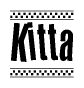 The clipart image displays the text Kitta in a bold, stylized font. It is enclosed in a rectangular border with a checkerboard pattern running below and above the text, similar to a finish line in racing. 