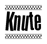 The clipart image displays the text Knute in a bold, stylized font. It is enclosed in a rectangular border with a checkerboard pattern running below and above the text, similar to a finish line in racing. 