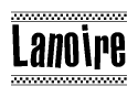The image contains the text Lanoire in a bold, stylized font, with a checkered flag pattern bordering the top and bottom of the text.