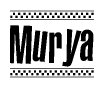 The clipart image displays the text Murya in a bold, stylized font. It is enclosed in a rectangular border with a checkerboard pattern running below and above the text, similar to a finish line in racing. 