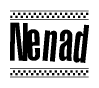 The clipart image displays the text Nenad in a bold, stylized font. It is enclosed in a rectangular border with a checkerboard pattern running below and above the text, similar to a finish line in racing. 