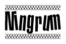 The clipart image displays the text Ningrum in a bold, stylized font. It is enclosed in a rectangular border with a checkerboard pattern running below and above the text, similar to a finish line in racing. 