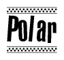 The image contains the text Polar in a bold, stylized font, with a checkered flag pattern bordering the top and bottom of the text.
