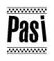 The clipart image displays the text Pasi in a bold, stylized font. It is enclosed in a rectangular border with a checkerboard pattern running below and above the text, similar to a finish line in racing. 