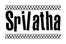 The clipart image displays the text Srilatha in a bold, stylized font. It is enclosed in a rectangular border with a checkerboard pattern running below and above the text, similar to a finish line in racing. 