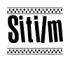 The clipart image displays the text Sitilm in a bold, stylized font. It is enclosed in a rectangular border with a checkerboard pattern running below and above the text, similar to a finish line in racing. 