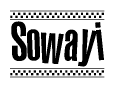 The clipart image displays the text Sowayi in a bold, stylized font. It is enclosed in a rectangular border with a checkerboard pattern running below and above the text, similar to a finish line in racing. 