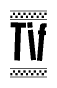 The image is a black and white clipart of the text Tif in a bold, italicized font. The text is bordered by a dotted line on the top and bottom, and there are checkered flags positioned at both ends of the text, usually associated with racing or finishing lines.