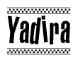 The clipart image displays the text Yadira in a bold, stylized font. It is enclosed in a rectangular border with a checkerboard pattern running below and above the text, similar to a finish line in racing. 
