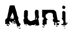 The image contains the word Auni in a stylized font with a static looking effect at the bottom of the words