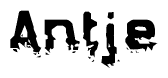 The image contains the word Antje in a stylized font with a static looking effect at the bottom of the words