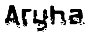 The image contains the word Aryha in a stylized font with a static looking effect at the bottom of the words