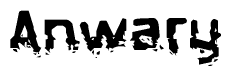 The image contains the word Anwary in a stylized font with a static looking effect at the bottom of the words